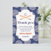 Baseball Bat Ball Briefmarke mit Baby Boy Baby Dus Dankeskarte (Stehend Vorderseite)