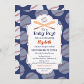 Baseball Bat Ball Briefmarke mit Baby Boy Baby Dus Einladung (Vorne/Hinten)