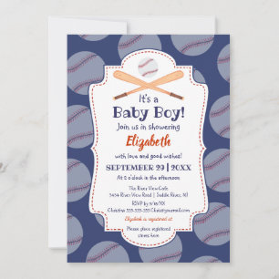 Baseball Bat Ball Briefmarke mit Baby Boy Baby Dus Einladung