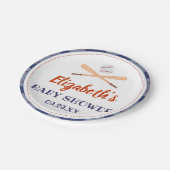 Baseball Bat Ball Briefmarke mit Baby Boy Baby Dus Pappteller (Schrägansicht)