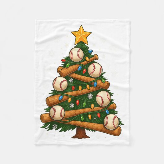 Baseball Bat Christmas Tree Lights Holiday Design Fleecedecke (Vorderseite)