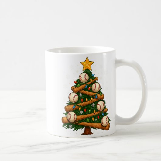 Baseball Bat Christmas Tree Lights Holiday Design  Kaffeetasse (Rechts)