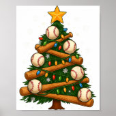 Baseball Bat Christmas Tree Lights Holiday Design Poster (Vorne)