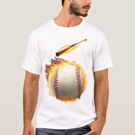 Baseball-Bat-Flammen Cooler Ball-Design T-Shirt