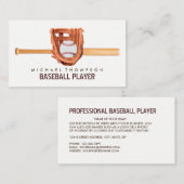 Baseball Bat & Gear aus Holz, Baseballspieler, Tra Visitenkarte (Vorne/Hinten)