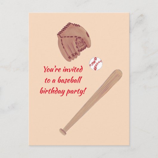 Baseball Bat Glove Geburtstagsparty Einladung Post (Vorderseite)