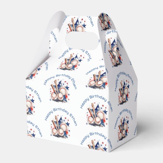 Baseball Bat Happy Birthday Name Pattern Kinder Geschenkschachtel (Rückseite)