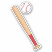 Baseball-Bat mit Ball Aufkleber (Vorderseite)
