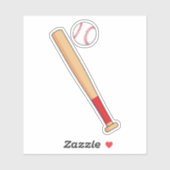 Baseball-Bat mit Ball Aufkleber (Blatt)