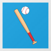 Baseball-Bat mit Ball Fensteraufkleber (Blatt)