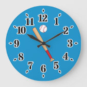 Baseball-Bat mit Ball Große Wanduhr (Vorderseite)