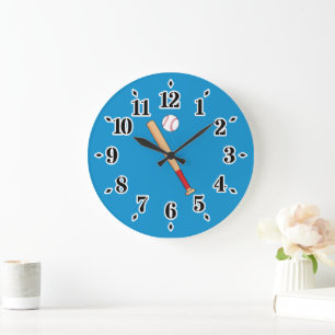 Baseball-Bat mit Ball Große Wanduhr