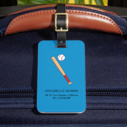 Baseball-Bat mit Ball personalisieren Gepäckanhänger (Vorderseite Insitu 2)