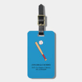 Baseball-Bat mit Ball personalisieren Gepäckanhänger (Vorderseite vertikal)
