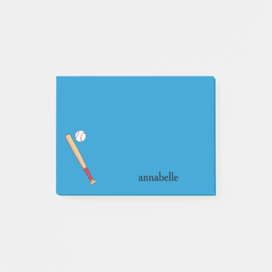 Baseball-Bat mit Ball personalisieren Post-it Klebezettel (Vorderseite)