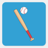 Baseball-Bat mit Ball Quadratischer Aufkleber (Vorderseite)