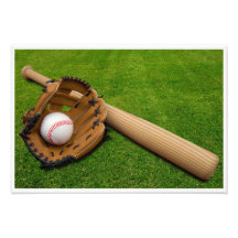 Baseball Bat mit Handschuh und Baseball