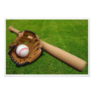 Baseball Bat mit Handschuh und Baseball Fotodruck