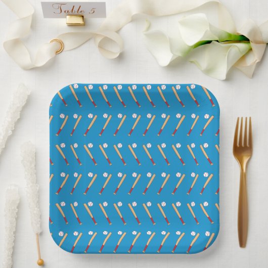Baseball-Bat mit Kugelmuster Pappteller (Hochzeit)