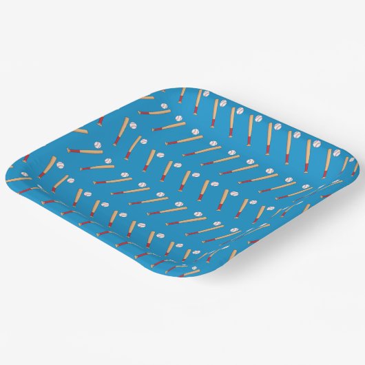 Baseball-Bat mit Kugelmuster Pappteller (Gewinkelt)
