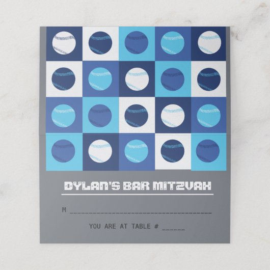 BASEBALL Bat Mitzvah Table Escort Card Platzkarte (Außenseite Aufgefaltet)