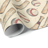 Baseball Bat Throwback Geschenkpapier (Rolleneckpunkt)