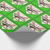 Baseball Bat und Ball Personalisiert grünes Gesche Geschenkpapier (Ecke)
