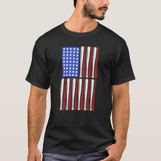 Baseball Bata USA Patriotic American Flag Player C T-Shirt (Vorderseite)
