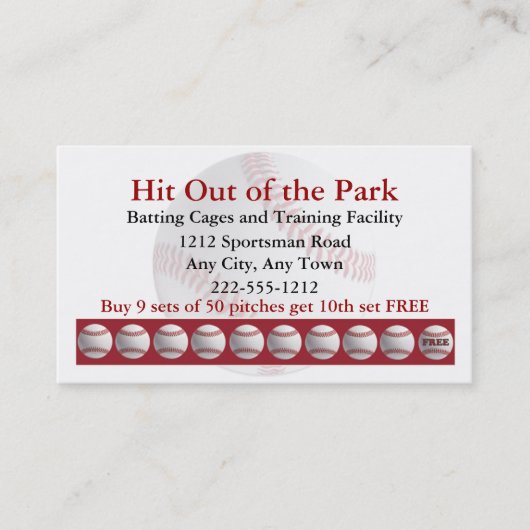 Baseball Batch Cage Sports Loyalty Punch Card Treuekarte (Vorderseite)