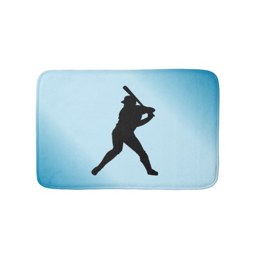 Baseball Batter Blue Sports Badematte (Vorderseite)