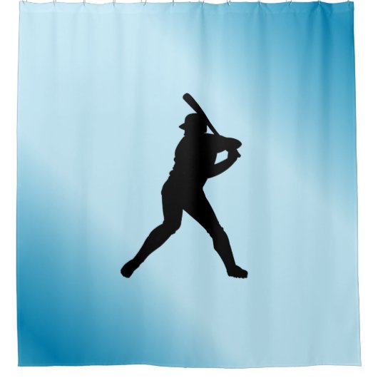 Baseball Batter Blue Sports Duschvorhang (Vorderseite)