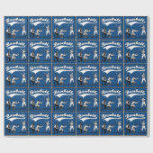Baseball Batter Catcher Umpire Blue Gift Geschenkpapier (Flach)