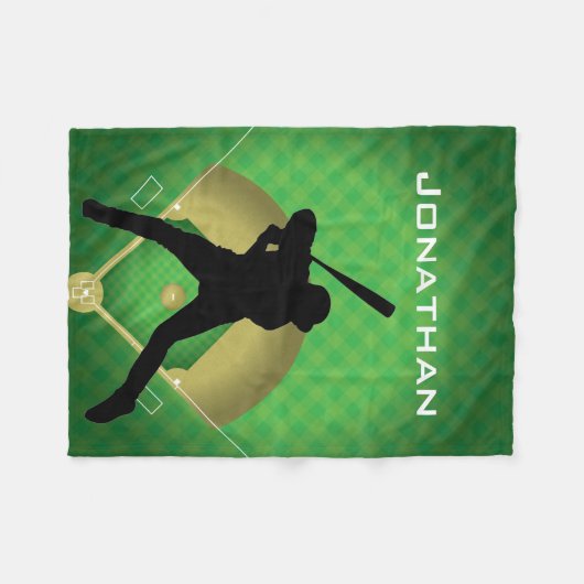 Baseball Batter Design Fleece Blanket (Vorderseite (Horizontal))