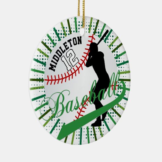Baseball ⚾ Batter Design - Grün Keramik Ornament (Rechts)