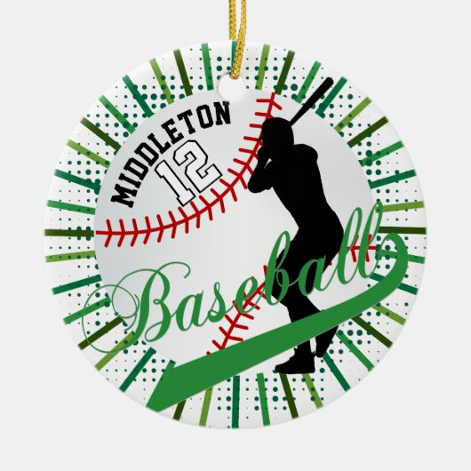 Baseball ⚾ Batter Design - Grün Keramik Ornament (Vorne)