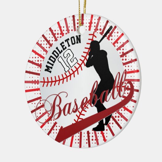 Baseball ⚾ Batter Design - Red Keramik Ornament (Links)
