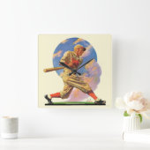 Baseball Batter Quadratische Wanduhr (Zuhause)