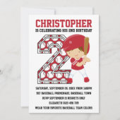 Baseball Batter Red White 2. Geburtstag Party Einladung (Vorderseite)