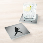 Baseball Batter Silver Sports Glasuntersetzer (Schrägansicht)