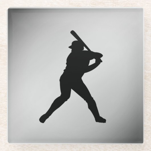 Baseball Batter Silver Sports Glasuntersetzer (Vorderseite)