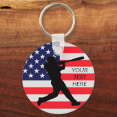Baseball Batter und die amerikanische Flagge Schlüsselanhänger (Vorderseite)