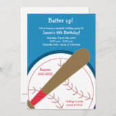 BASEBALL Batter Up Birthday Einladung (Vorne/Hinten)
