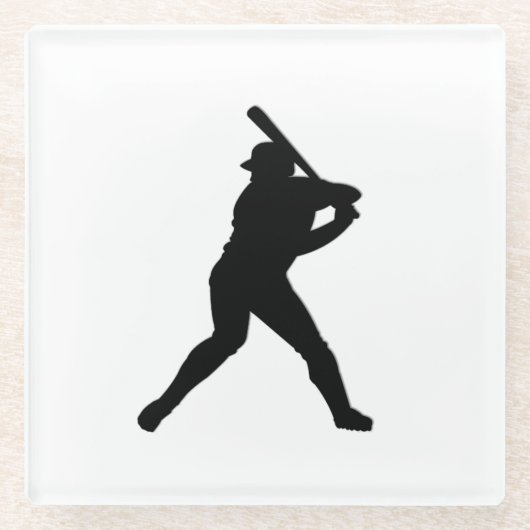 Baseball Batter White Sports Glasuntersetzer (Vorderseite)