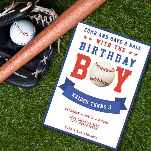 Baseball Bday Boy 1. Geburtstag Party Einladung