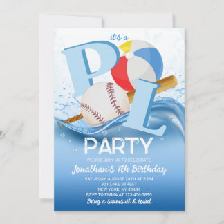 Baseball Beach Ball Pool Party Birthday Einladung