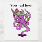 Baseball beim Oktopus Weinetikett (Einzelnes Label)