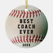 Baseball BEST COACH EVER Name und Team Keramik Ornament (Vorne)