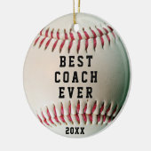 Baseball BEST COACH EVER Name und Team Keramik Ornament (Links)