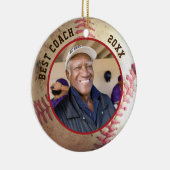 Baseball BEST COACH Foto Personalisiert Keramik Ornament (Rechts)