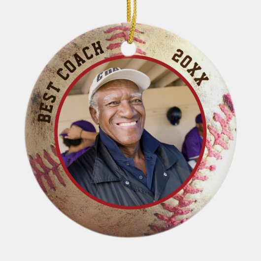 Baseball BEST COACH Foto Personalisiert Keramik Ornament (Vorne)
